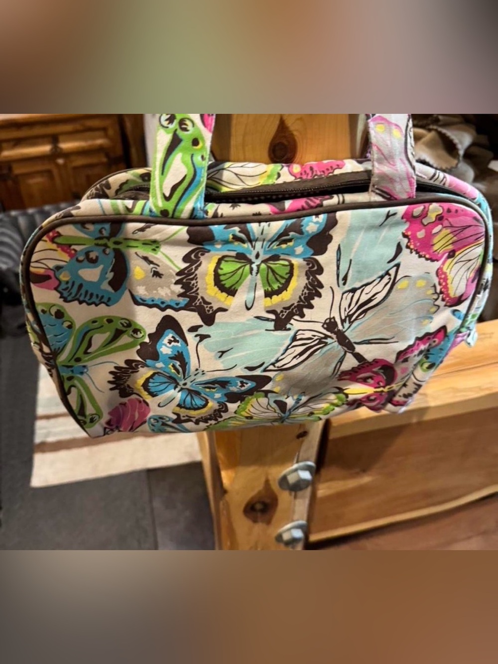 Pastel Butterfly Print Shoulder Tote - Multi